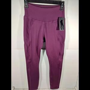 LegEnd Active Leggings 2 Pkt Ottoman Rib Waistband Side Panel Size Small NWT